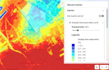 Van Stolkpark en Scheveningse Bosjes op kaart Stedelijk hitte-eiland effect