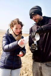 Onderzoekers van Naturalis doen onderzoek naar meiofauna op het strand