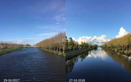 Almere_Tweede Geuzenbrug_Kanaal oktober 2017 en 2018