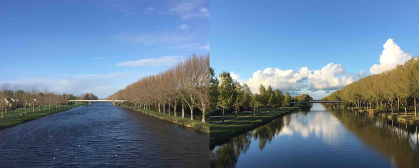 Almere_Tweede Geuzenbrug_Kanaal oktober 2017 en 2018