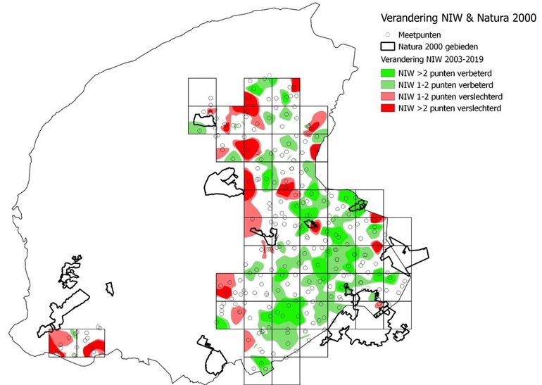 Veranderingen in stikstofminnende korstmossen tussen 2003 en 2019