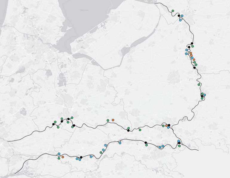 Overzicht van locaties waar is gemonsterd