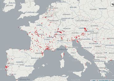 Vindplaatsen van de grote spitskop in Europa