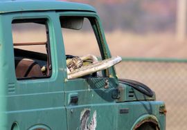 Een boze blik vanuit de auto