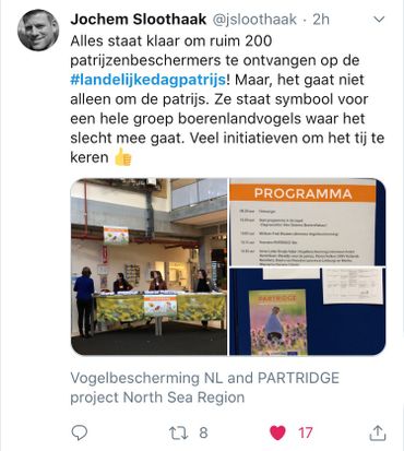 Twitterbericht patrijzendag 