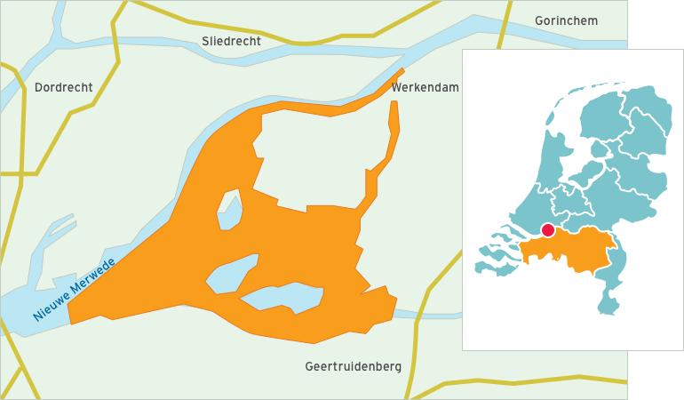 Kaart Brabantse Biesbosch