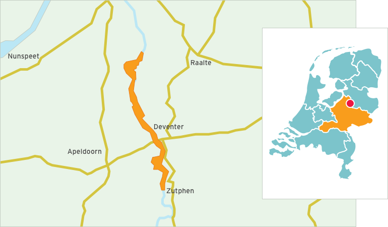 Kaart Uiterwaarden IJssel - Wijhe Zutphen